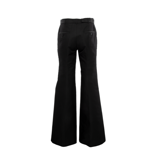 Image 2 of 4 - BLACK - SACAI Cotton Gabardine Pants featuring concealed front hook and zip closure, includes matching adjustable belt and two side pockets. 63% cotton, 37% polyester. Made in Japan. 
