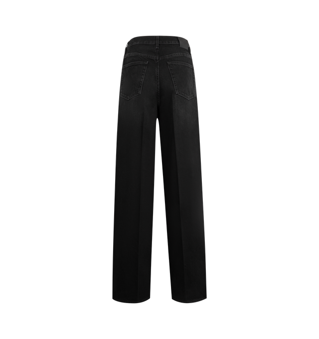 Image 2 of 3 - BLACK - Toteme jeans with a high waistline and extra-long, wide legs that are press-creased for definition. They are made in Italy from mid-weight organic-cotton denim with silver hardware and a zipper fly. 100% cotton organic. Made in Italy. 