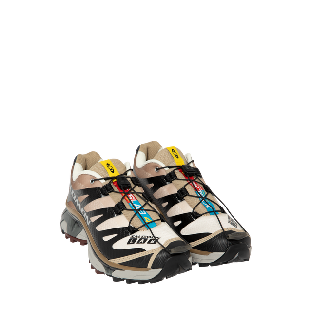 Image 2 of 5 - BROWN - Salomon Men's XT-4 OG Sneakers are crafted with a lightweight textile and synthetic upper and feature the brand's Agile Chassis System, Quicklace technology, and dual-density EVA cushioning for exceptional stability and comfort. Reviving one of Salomon's iconic trail-running silhouettes, these designer sneakers combine technical performance with archival outdoor style, delivering superior support, durability, and all-terrain traction for both city streets and rugged trails. Main Mater 