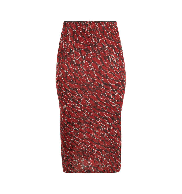 Image 2 of 2 - RED - SAINT LAURENT Midi Skirt in spotted silk muslin featuring semi-sheer midi skirt made with certified silk and an elasticized waist. 100% silk. Made in Italy. 