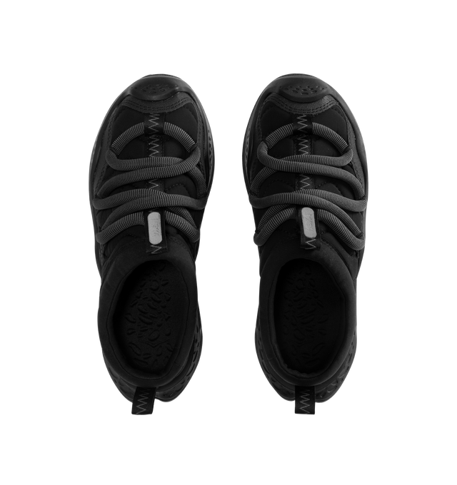 Image 5 of 5 - BLACK - HOKA Ora Primo Sneaker featuring soft knit collar, insulated puff upper, slip-on style, zig-zag stitch detail, round elastic lace system and protective toe bumper. Nylon, textile. Rubber sole. 