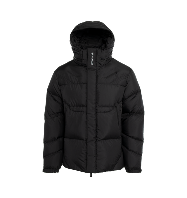 BLACK - MONCLER JARAMA JACKET is made from micro soft technique, polyester lining, down-filled, hood, zipper closure, zipped pockets, adjustable cuffs, hem with elastic drawstring fastening, bonded ovals and bonded logo lettering.