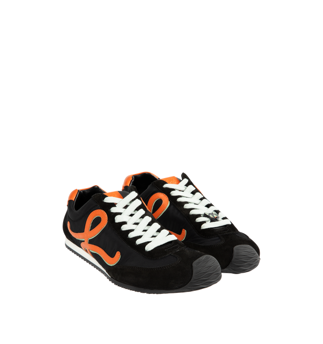 Image 2 of 5 - BLACK - LOEWE Ballet Runner 2.0 in nylon and calfskin featuring a hand-finished Louis Wain cat lace charm, asymmetrical toe shape, sock-like internal structure, a lightweight rubber outsole that extends to the toecap, shadow-effect L monogram at the side, embossed Anagram on the tongue and injected rubber LOEWE on the heel tab. Nylon/calf. Made in Italy. 