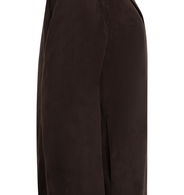 Image 3 of 3 - BROWN - THE ROW Fabian Jacket featuring minimal single-breasted jacket in soft, lightweight suede with notch lapel, side seam pockets and horn button closure. 100% sheepskin suede. Lined in 100% silk. Made in Italy. 