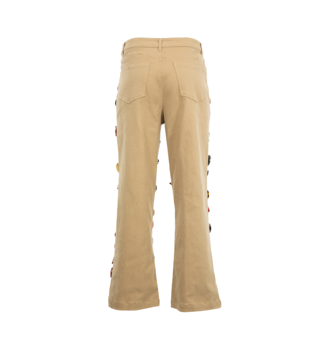 Image 2 of 3 - NEUTRAL - Libertine Memory Vase Cropped Pants offer a classic wide legged fit with a zipper closure, side pockets, and hand-finished button details. 97% cotton, 3% elastane. Made in USA.  