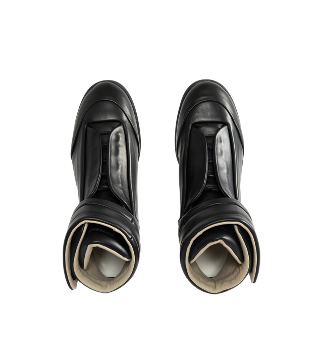 Image 5 of 5 - BLACK - MAISON MARGIELA Future Sneakers featuring mid top sneaker, strap and velcro closure at the front and four stitches at the back. 100% calfskin leather. Made in Italy. 