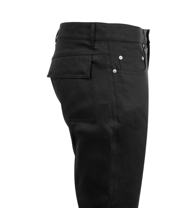 Image 3 of 3 - BLACK - RICK OWENS Headon Utility Pant featuring linen twill pants, zip and button closure, five pockets, ankle length. 100% linen. Made in Italy. 