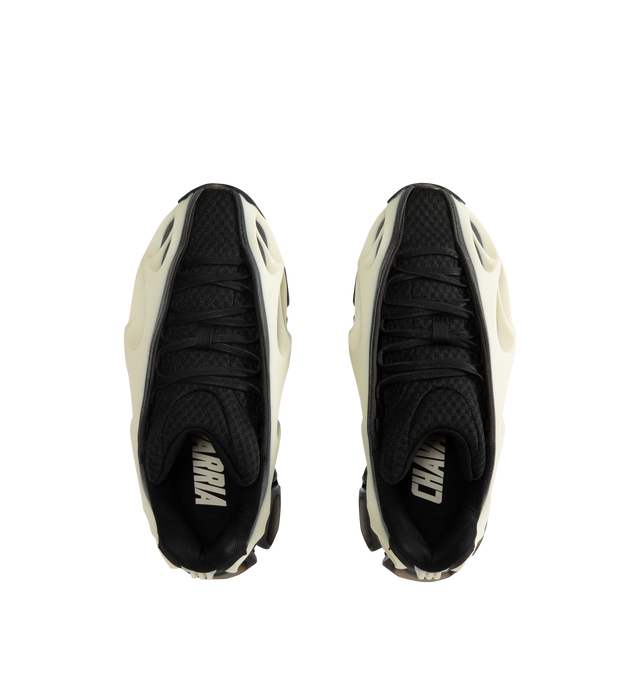 Image 5 of 5 - BLACK - Adidas Mens Megaride Bones x Willy Chavarria Sneakers are crafted from textile, mesh, and synthetic materials. Features a lace-up closure, padded tongue, padded heel, Megaride cushioning system, and textile lining. Upper: Textile, Mesh, and Synthetic; Lining: Textile; Sole: Rubber. Made in China. 