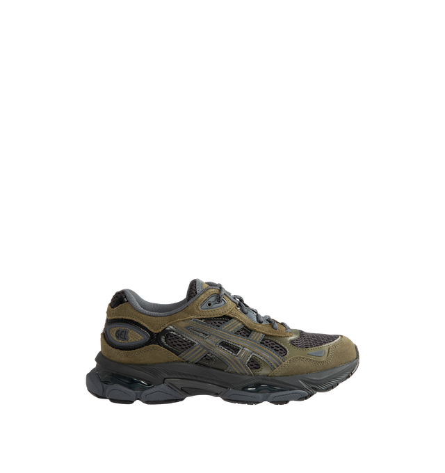 Image 1 of 5 - GREEN - Asics Gel-NYC 2.0 Sneaker featuring suede overlays, rearfoot and forefoot GEL technology, shock-attenuating material placed in the midsole of the shoe for cushioning and shock absorption, FF BLAST PLUS cushioning, TPU TRUSSTIC technology, walking-specific flex grooves to support natural movement and smooth heel to toe transition, angled heel softens heel contact with the ground and facilitates more natural heel to toe transitions. 