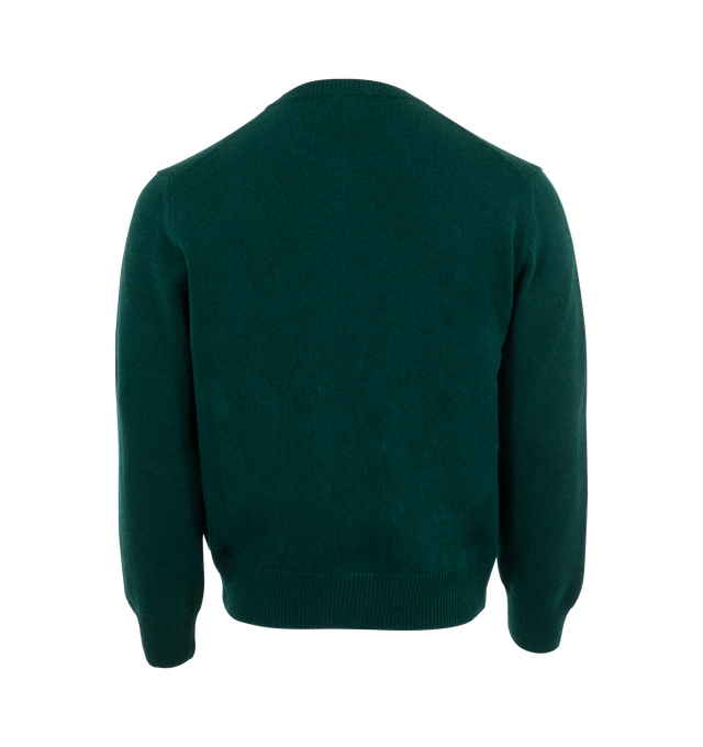 Image 2 of 3 - GREEN - Loewe Sweater in medium-weight wool jersey stitch. Featuring regular fit, regular length, round neck, ribbed collar, cuffs and hem and Anagram embroidery placed at the chest. Made in Italy. 