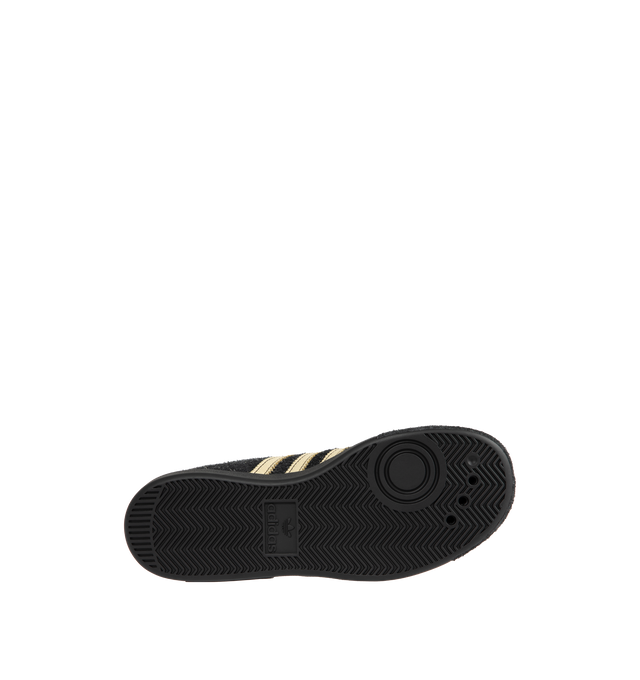 Image 4 of 5 - BLACK - ADIDAS Forest Hills Brain Dead Shoes featuring a low-profile silhouette, a hairy suede upper that features 3-Stripes, visible stitching at the heel tab, an Ecotex tongue, regular fit, lace closure, leather and textile upper, leather lining and rubber outsole. 