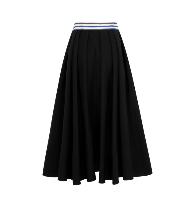 Image 2 of 2 - BLACK - ROSIE ASSOULIN Full Pleated Midi Skirt featuring ridged cotton, striped at the waistband, fitted at the waist, full on the bottom and has a back invisible zipper. Cotton, polyamide, viscose. 