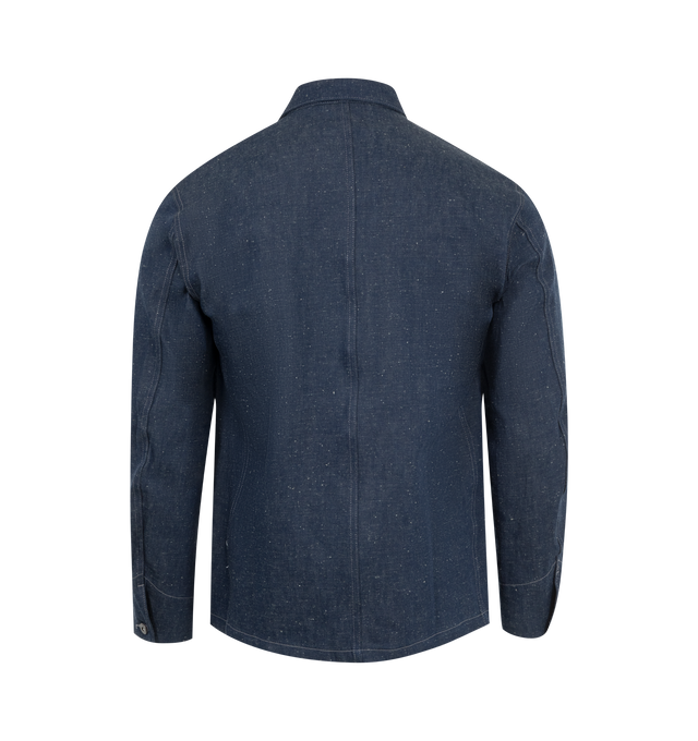 Image 2 of 2 - BLUE - 3SIXTEEN Chore Jacket featuring 11oz Japanese denim, straight bottom hem, 3 pocket front and metal shank buttons. 100% cotton.  