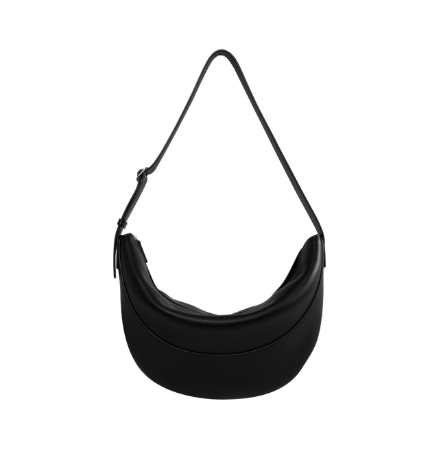 Image 1 of 3 - BLACK - THE ROW Jouve Bag in Leather featuring cescent-shaped crossbody bag in smooth lightweight nappa leather with zipper closure and adjustable strap with metal buckle. 6.3 x 4 x 5.5 in. 100% calfskin leather. Lined in 100% leather. Made in Italy. 