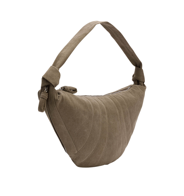 Image 2 of 3 - BROWN - LEMAIRE XL Croissant Bag featuring top zip fastening, single shoulder strap, main compartment and internal slip pocket. 11.81 in x 24.8 in. 85% cotton, 15% polyester. Lining: 100% cotton. 