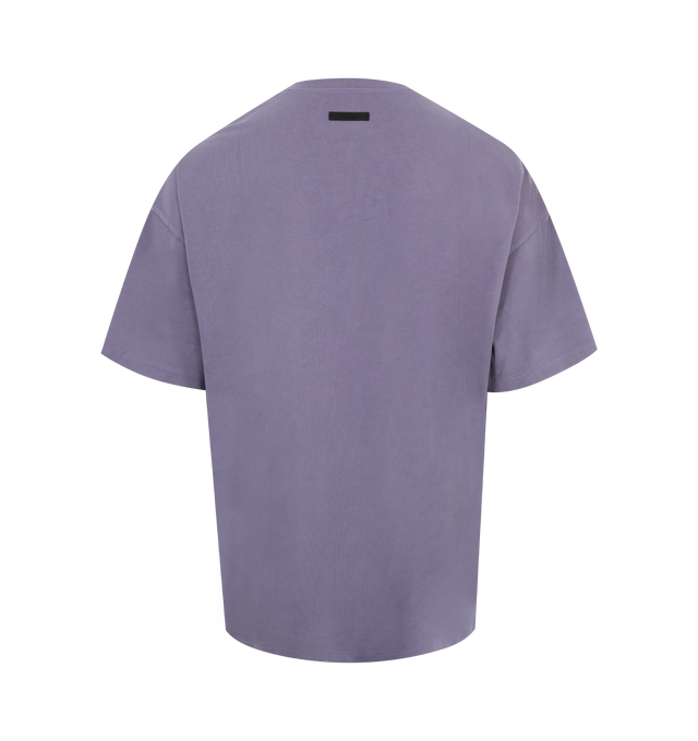 Image 2 of 2 - PURPLE - Fear of God Heavy T-Shirt has a crew neck, a screen-printed graphic, and a rubberized label at the back. 100% cotton.  