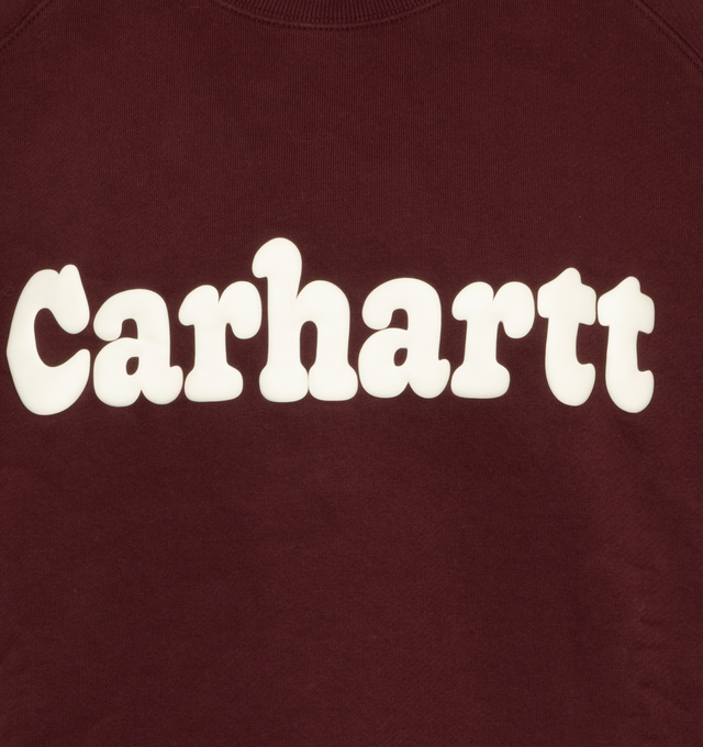 RED - CARHARTT WIP Bubbles Sweatshirt featuring rib knit crewneck, hem, and cuffs, logo bonded at chest and dropped shoulders. 100% cotton. 