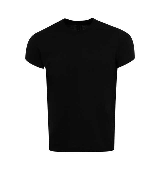 Image 1 of 2 - BLACK - DARK SHADOW Small Level T-Shirt featuring garment-dyed GOTS-certified organic cotton, rib knit crewneck, saddle shoulders, central seam at back and integrated logo-woven webbing strap at interior. 100% organic cotton. Made in Italy. 