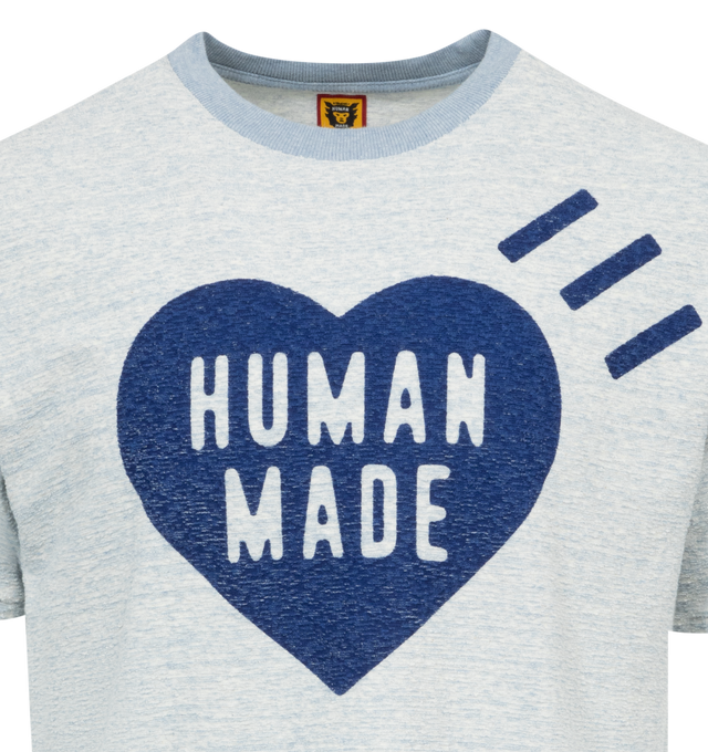 Image 2 of 2 - BLUE - HUMAN MADE Pile T-Shirt featuring crewneck, short sleeves, ribbed trim and straight hem. 100% cotton. 