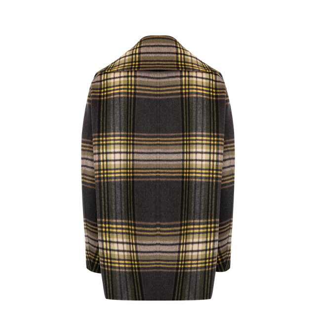 Image 2 of 3 - BROWN - SAINT LAURENT Wool Tartan Peacoat featuring certified wool, double-breasted, six-button closure, an ulster collar and two welt pockets at the front. 100% new wool. Made in Italy.  