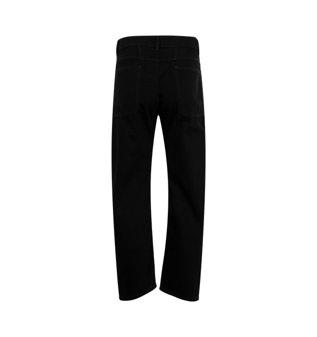 Image 2 of 3 - BLACK - LEMAIRE Twisted Workwear Pants featuring tapered leg, zipped fly, metal button, side piped pocket above the knee, two patch pockets in the back, yoke and belt loops. 100% cotton. Made in Romania. 