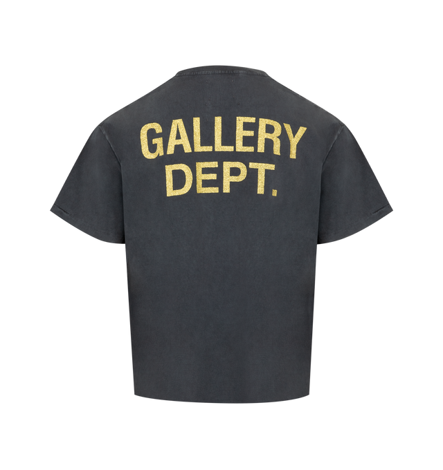 Image 2 of 2 - BLACK - GALLERY DEPT. Big Reaper ATK Tee featuring vintage wash & fade, distressed faded printed logo, gold glitter GD English logotype back, relaxed 90's fit, short sleeves and crew neck. 100% cotton. Made in USA. 