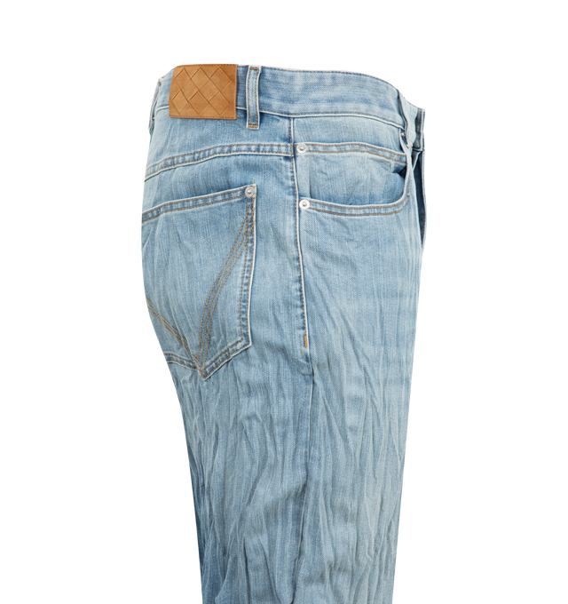 Image 3 of 3 - BLUE - BOTTEGA VENETA Denim Jean featuring button closure, five-pocket style and straight leg. 100% cotton. Made in Italy. 