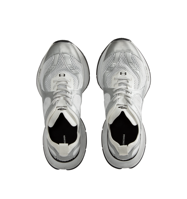 Image 5 of 5 - WHITE - Balenciaga Circuit Sneakers are lace-up style with a worn-out effect, logos on the outsoles, artwork on the uppers, back pull tabs, and rubber soles. Made in China.  