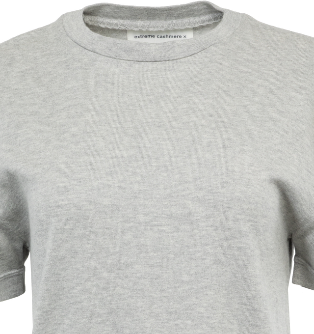 GREY - EXTREME CASHMERE Cuba Tee featuring short sleeves, crewneck and straight hem. 70% cotton, 30% cashmere.