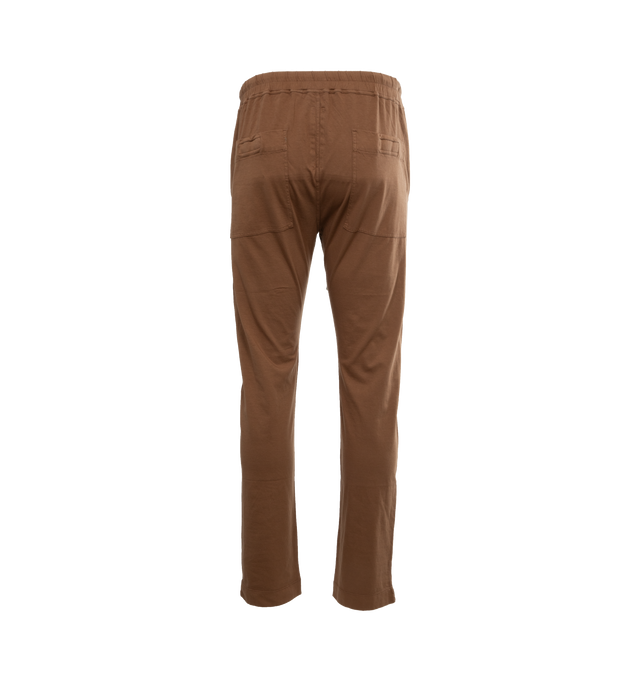 Image 2 of 4 - BROWN - DARK SHADOW Berlin Lounge Pants featuring drawstring at elasticized waistband, four-pocket styling, button-fly and raw edge at cuffs. 100% cotton. Made in Italy. 