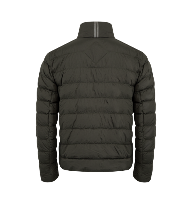Image 2 of 3 - BROWN - CANADA GOOSE Crofton EnduraLuxe Jacket featuring two-way zipper, packable into interior left pocket, converts into a cinchable bag with a carrying strap, removable interior backpack straps for hands-free carrying capabilities, interior drawcord at hem, two exterior tricot-lined zippered hand pockets and one interior drop-in pocket. 100% recycled polyamide. Made in Canada. 