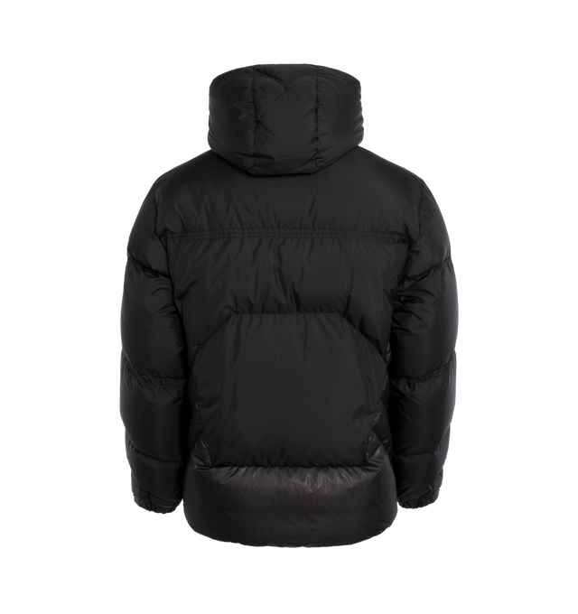 BLACK - MONCLER JARAMA JACKET is made from micro soft technique, polyester lining, down-filled, hood, zipper closure, zipped pockets, adjustable cuffs, hem with elastic drawstring fastening, bonded ovals and bonded logo lettering.
