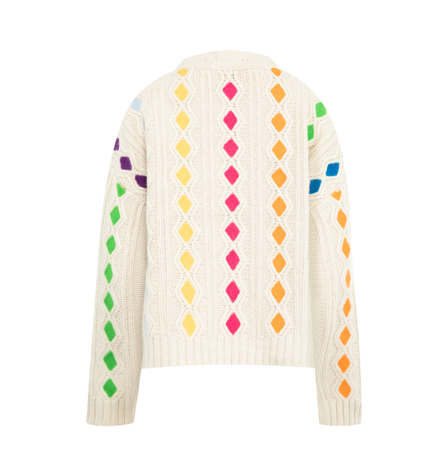 Image 2 of 2 - WHITE - MIRA MIKATI Harlequin Jumper featuring a bold, chunky jumper with hand-felted accents, crew neck and long sleeves. 33% viscose, 23% polyamide, 20% wool, 4% cotton. 