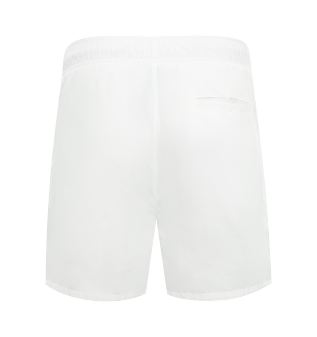 Image 2 of 3 - WHITE - Casablanca Midnight Acropolis Windbreaker Shorts have an elastic drawstring waistband, side pockets, piping details, a back pocket, and a mesh lining. 100% polyester.  