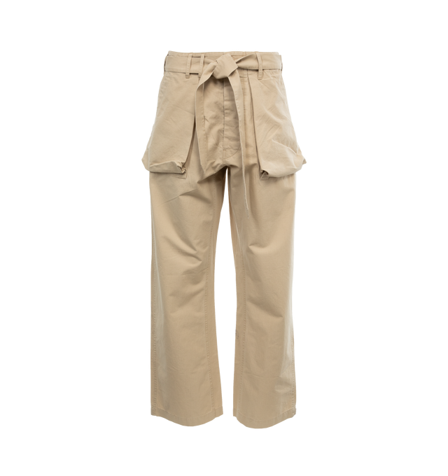 NEUTRAL - R13 Belted Utility Pant crafted of Japanese ripstop khaki featuring exaggerated pockets and built-in belt.  100% cotton. 