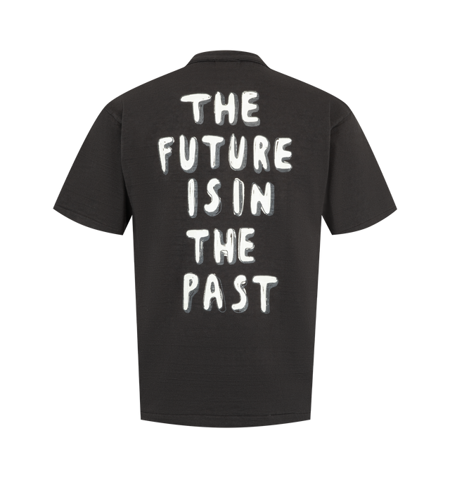 Image 2 of 2 - BLACK - Human Made Men's Graphic T-Shirt is crafted from 100% cotton jersey and features a distinctive heart logo graphic on the front and "The Future Is In The Past" graphic on the back. Main Material: 100% Cotton. Neckline: Made in Japan. 