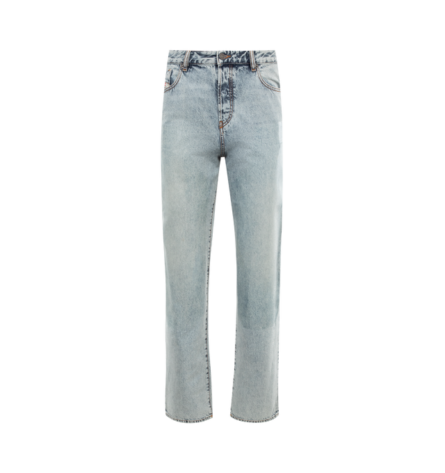 Image 1 of 2 - BLACK - DIESEL 1955 D-Rekiv-S1 Jeans featuring acid wash, straight leg, 5 pocket styling, belt loops and button zip closure. 100% cotton. 