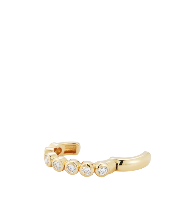 Image 3 of 3 - GOLD - RENNA Diamond Bubble Ear Cuff featuring bezel-set diamonds, hinge opening, 18k gold and comfortable fit. Approx .22 tcw diamond. 