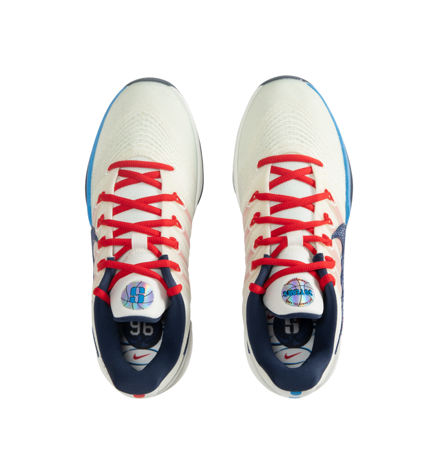 Image 5 of 5 - MULTI - Nike Womens Sabrina 3 Basketball Shoes feature a lightweight engineered upper with integrated support cables. This special design honors the WNBAs 30th anniversary, blending the leagues debut colors to salute the day ones who sparked hope in young hoopers like Sabrina. Designed with a lace-up closure, forefoot Air Zoom unit, dual-density Cushlon 3.0 foam midsole, glove-like fit, multidirectional traction pattern, and durable rubber outsole. Upper: Engineered Textile; Cushioning: Air Z 