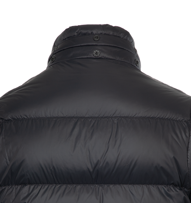 Image 3 of 4 - GREY - MONCLER Cyclone Jacket featuring down-filled, hood, snap button and zipper closure, pockets with zipper closure, hem with elastic drawstring fastening and logo patch. 100% polyamide/nylon. Padding: 90% down, 10% feather. 