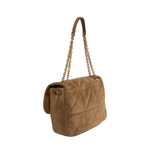 Image 2 of 4 - BROWN - SAINT LAURENT Jamie 4.3 Medium Bag in suede featuring an adjustable sliding chain strap for shoulder or crossbody carry, cotton lining and bronze-toned hardware. 11.4" x 8.3" x 23.5". Single strap drop: 19.7". Doubled strap drop: 11". Calfskin. Made in Italy. 