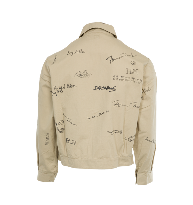 Image 2 of 4 - NEUTRAL - HUMAN MADE Printed Short Blouson featuring hand-painted graphics, heart button on the left chest pocket, button front and collar. 100% cotton.  