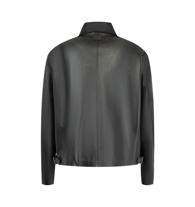 Image 2 of 3 - BLACK - LOEWE Zip-up Jacket in lightweight nappa lambskin featuring regular fit, regular length, classic collar, zip front fastening, front snap welt pockets, side waist tab detail, fully lined and double L debossed leather patch placed at the back. Nappa. Made in Spain. 