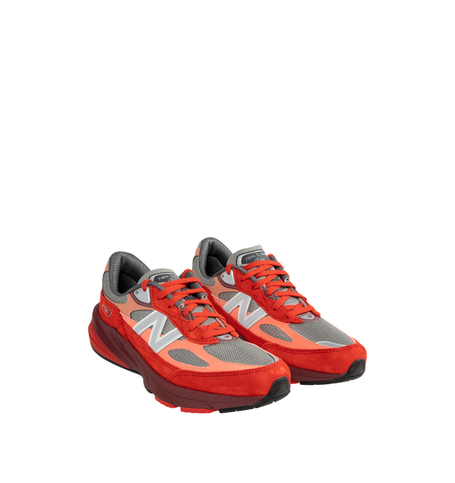Image 2 of 5 - RED - NEW BALANCE 990V6 Sneaker featuring mesh upper, suede overlays, FuelCell foam, ENCAP midsole cushioning combines lightweight foam with a durable polyurethane rim, reflective accents and TPU back tab. 