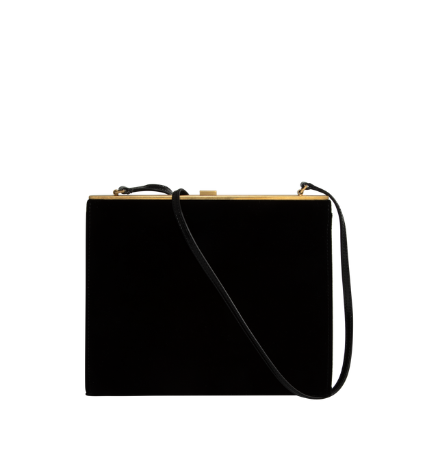 Image 1 of 3 - BLACK - SAINT LAURENT Small Le Anne-Marie Shoulder Bag featuring hinged kiss-lock closure, one main compartment, interior slip pocket and embossed Saint Laurent signature. 7.1" W x 8.5" H x 2.5" D. Shoulder strap with a 12" drop. Made in Italy. 