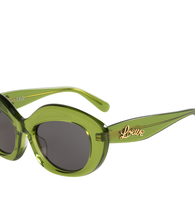 Image 3 of 3 - GREEN - LOEWE Curvy Cat Eye Sunglasses, 51mm featuring logo at temples. 100% UV protection. Made in Italy. 