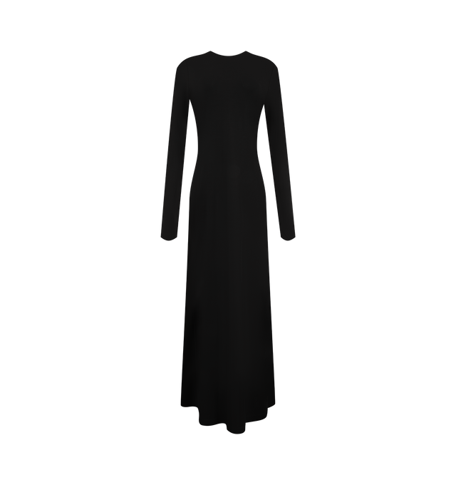 Image 1 of 2 - BLACK - Toteme Women's Long-Sleeve Every Day Dress is crafted from a lightweight stretch jersey and features a streamlined silhouette with a classic crew neckline, long sleeves, and an effortless drape for all-day comfort. This designer dress combines understated elegance with Toteme's signature minimalist aesthetic, creating a versatile wardrobe essential for everyday wear or elevated styling. Main Material: 96% Viscose, 4% Elastane. 