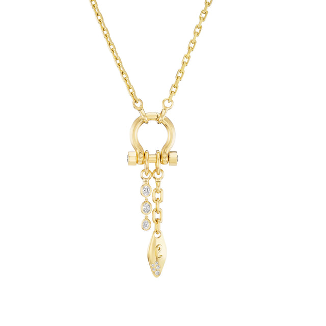 Image 2 of 2 - GREEN - Uniform Object System Tusk Drop featuring 4.2 g of solid 18K yellow gold with 0.75 TCW oval-cut diamonds. Handcrafted in New York City. Designed to complement the Uniform Object System Necklace collection. Hirshleifers offers a range of pieces from this collection in-store. For personal consultation and detailed information about jewelry, please contact our dedicated stylist team at personalshopping@hirshleifers.com. 