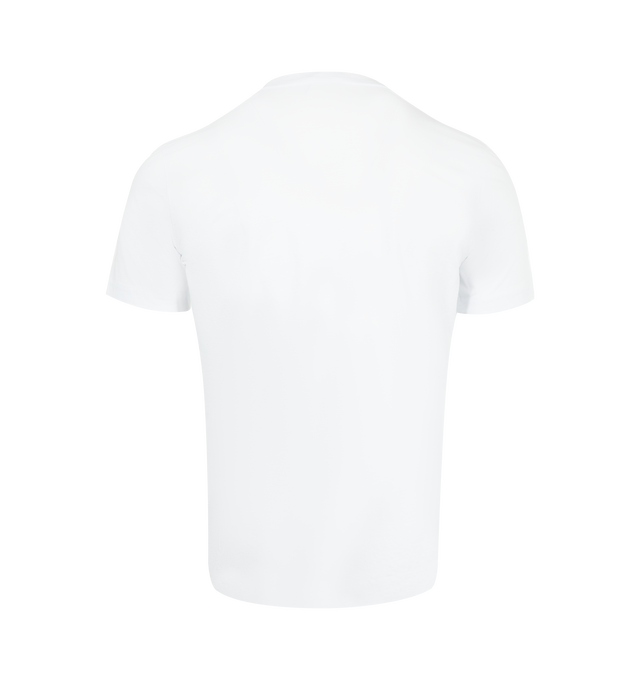 Image 2 of 3 - WHITE - Moncler Faded Logo T-Shirt has a crew neck, a water-based logo motif, short sleeves, and a silicone logo patch. 100% cotton. Made in Turkey. 