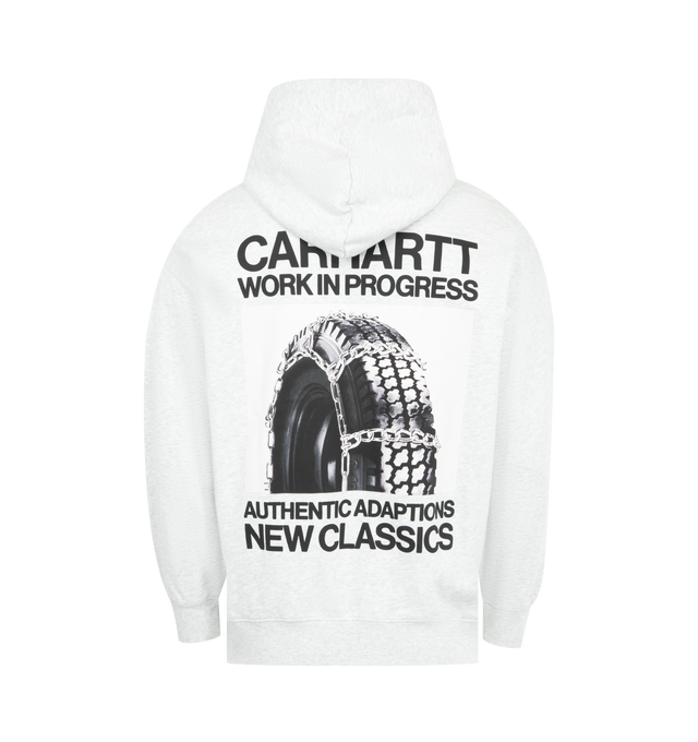 Image 2 of 2 - GREY - CARHARTT WIP Hooded Sean Hamilton Sweatshirt featuring a heavyweight cotton fabric with an unbrushed loopback construction, a balloon fit, dropped shoulders and ribbed trims and graphic prints appear on the front and back. 100% cotton. 